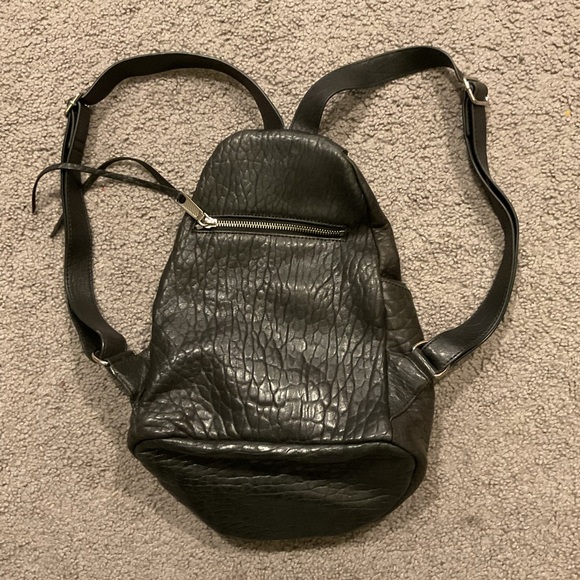 Rebecca Minkoff Julian Black Leather Backpack Shoulder Purse Tote Sling Bag Y2K